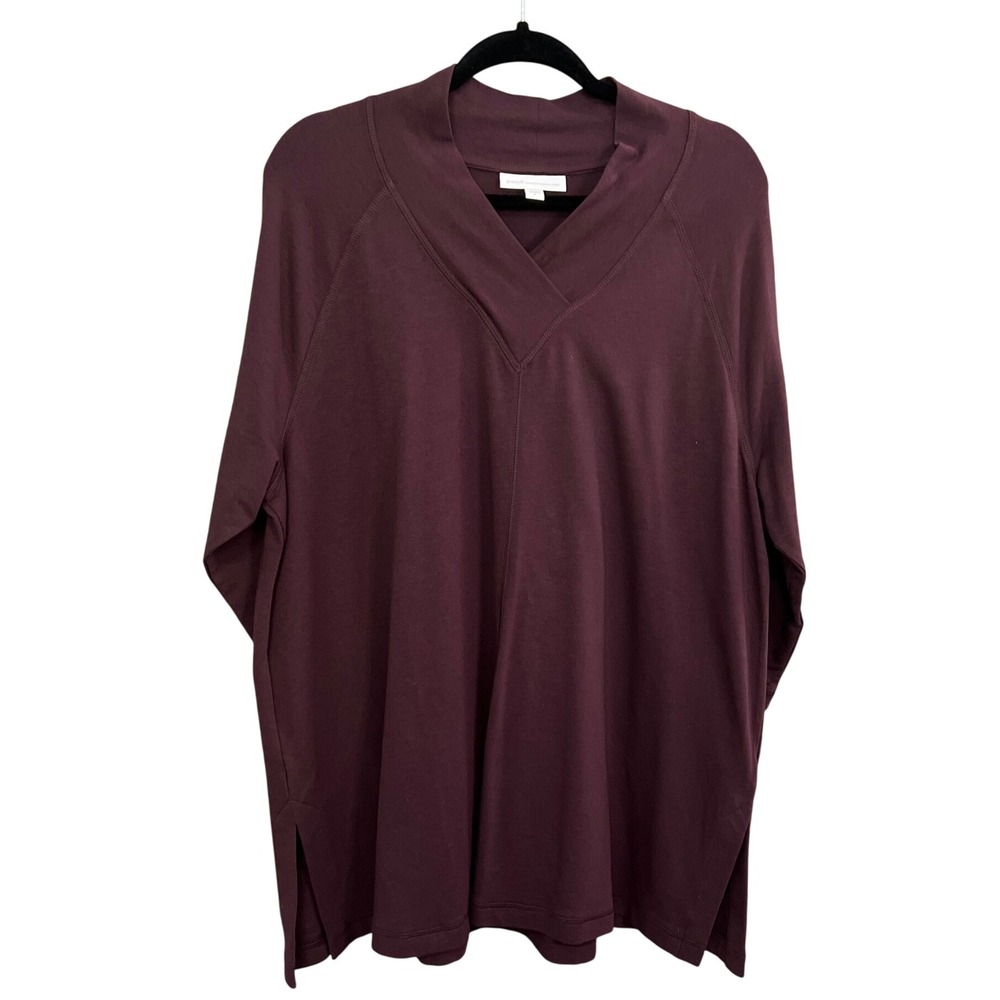 Pure J.Jill Affinity French Terry Tunic Top XL Wine Relaxed Knit Modal Stretch
